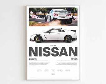 Nissan GT-R R35 Poster | JDM Car Wall Art | Godzilla Car Print | GT-R Gift for Him | Japanese Car Decor | R35 Artwork