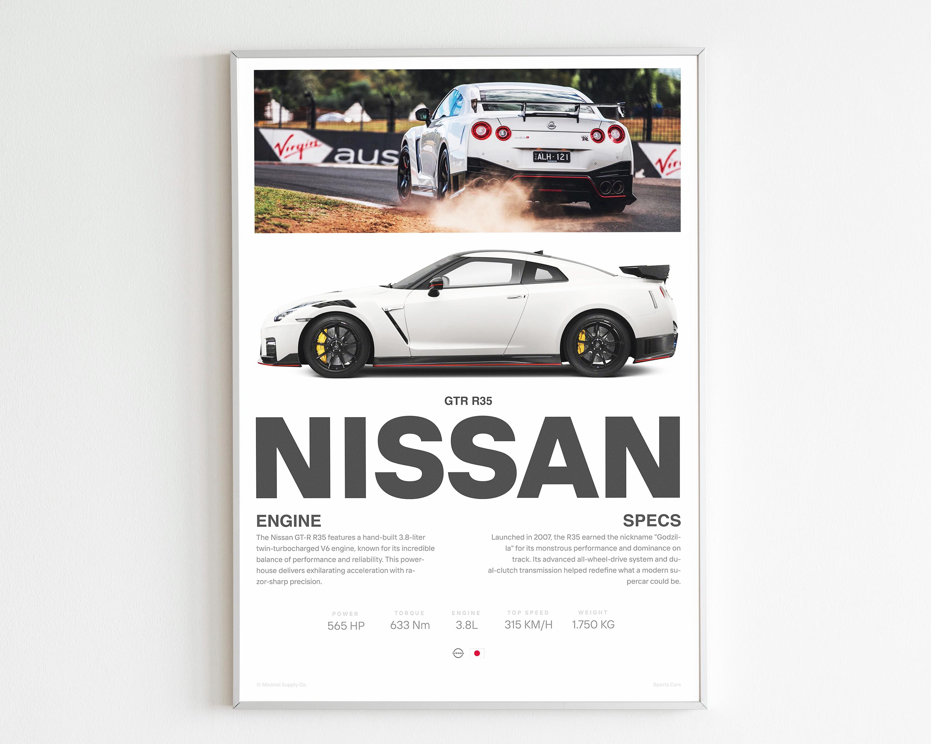 Nissan GT-R R35 Poster | JDM Car Wall Art | Godzilla Car Print | GT-R ...