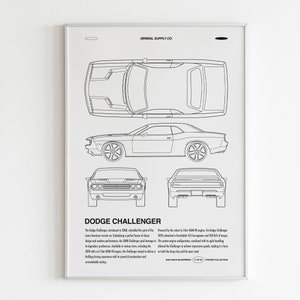 DODGE CHALLENGER | Muscle Car Poster | Dodge Print | Car Wall Art | Room Decor | Gifts for him | Challenger Canvas | Office Decor