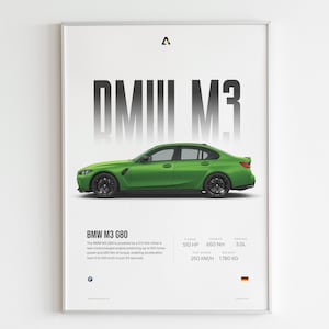 BMW M3 G80 Poster | Performance Car Wall Art | Gift For Him | Modern BMW Print | Garage Decor | Car Enthusiast Wall Art