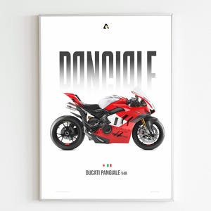Pôster da Ducati Panigale V4R | Arte de parede para superbike italiana | Impressão da Ducati V4 | Pôster de motocicleta | Presente para motociclistas | Decoração de garagem