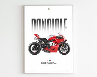 Ducati Panigale V4R Poster | Italian Superbike Wall Art | Ducati V4 Print | Motorcycle Poster | Biker Gift | Garage Decor