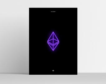Ethereum Neon Art | Ethereum Art | Ethereum Poster | Ethereum Logo | Eth | Ethereum Print | Cryptocurrency Wall Art | Neon Sign | Crypto Art