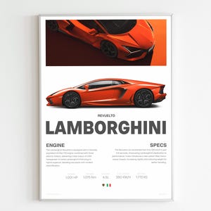Lamborghini Revuelto Poster | Supercar Wall Art | Exotic Car Print | Lambo Gift for Him | Garage Decor | Automotive Artwork