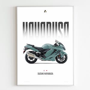 Suzuki Hayabusa Poster | Fastest Bike Wall Art | Sportbike Print | Hayabusa Decor | Motorcycle Poster | Biker Gift | Garage Art