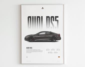 Audi RS5 2025 Poster | Moderne Sportwagen-Wandkunst | Aufführungsdruck | Audi RS5 Dekor | Geschenk für Ihn | Man Höhle Kunstwerk