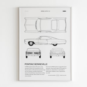 PONTIAC BONNEVILLE | Portiac Poster | Oldtimer | Retro Warenkorb | Altes Geld | EEUU Auto | Geschenke für Ihn | Raumdekor