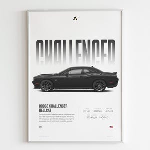 Dodge Challenger Poster | Classic Muscle Car Wall Art | Gift For Him | American Car Poster | Garage Decor | Vintage Automotive Art