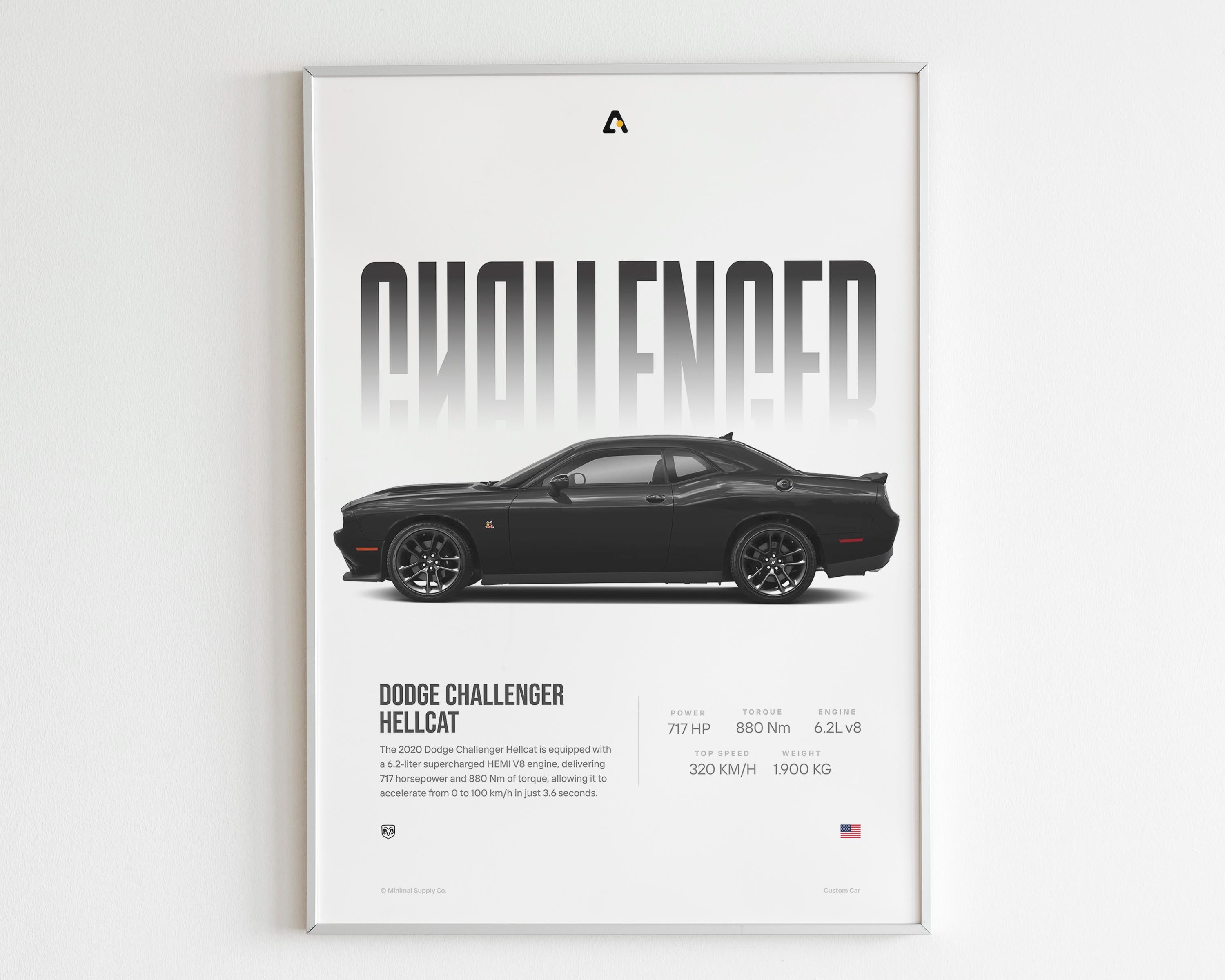 Dodge Challenger Poster | Classic Muscle Car Wall Art | Gift for