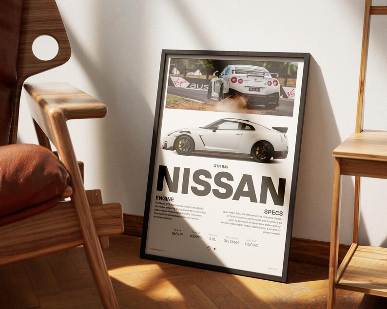 Nissan GT-R R35 Poster | JDM Car Wall Art | Godzilla Car Print | GT-R ...