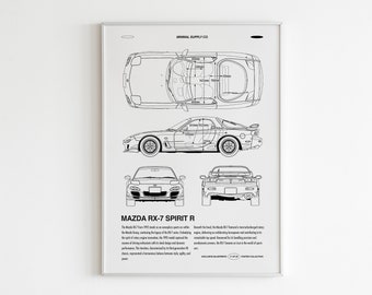 MAZDA RX-7 | Mazda Poster | RX-7 Wandkunst | Jdm Druck | Japanisches Auto Poster | Japan Wand Kunst | Mazda Rx-7 Leinwand