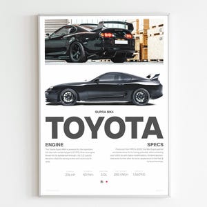 Toyota Supra MK4 Poster | JDM Legend Wall Art | Supra Car Print | Fast and Furious Poster | Japanese Car Decor | Supra Artwork