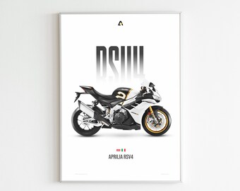 Aprilia RSV4 Poster | Italian Sportbike Wall Art | RSV4 Print | Motorcycle Poster | Garage Decor | Biker Gift | Moto Wall Art