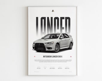 Mitsubishi LANCER EVO X | jdm Car Poster | digital Wall Art