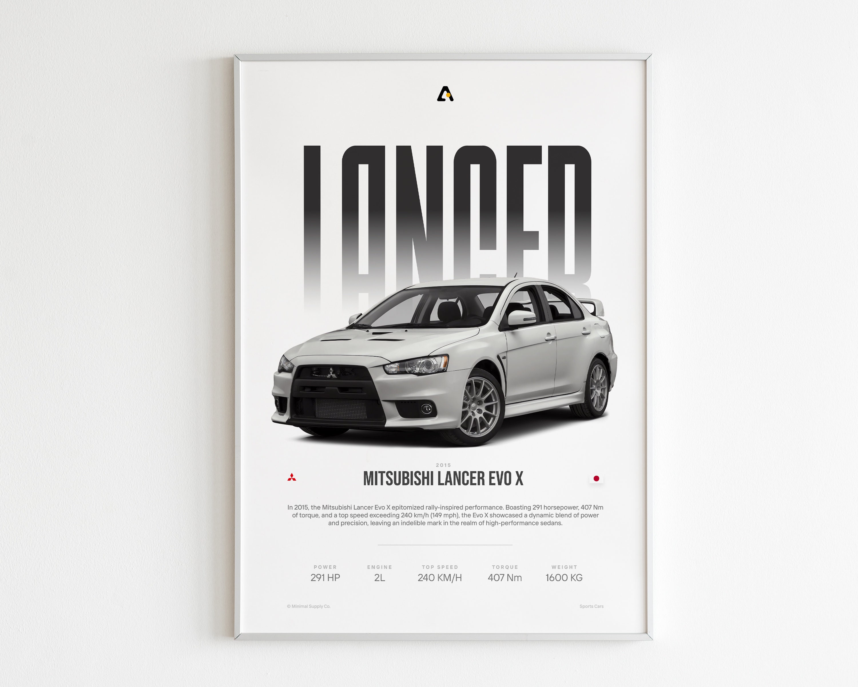 Mitsubishi LANCER EVO X | jdm Car Poster | digital Wall Art