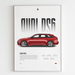 Póster del Audi RS6 2025 / Arte mural moderno para entusiastas de los coches / Regalo perfecto para él / Decoración de garaje / Impresión de arte mural automotriz