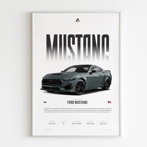 FORD MUSTANG Darkhorse / Póster Mustang 2024 / Impresión Ford / Regalos para él / Póster de automóvil / Arte mural automotriz / Lienzo imprimible