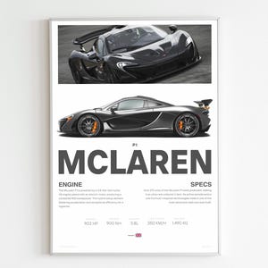 McLaren P1 Poster | Hypercar Wall Art | British Supercar Print | Car Gift for Him | Garage Decor | McLaren Artwork