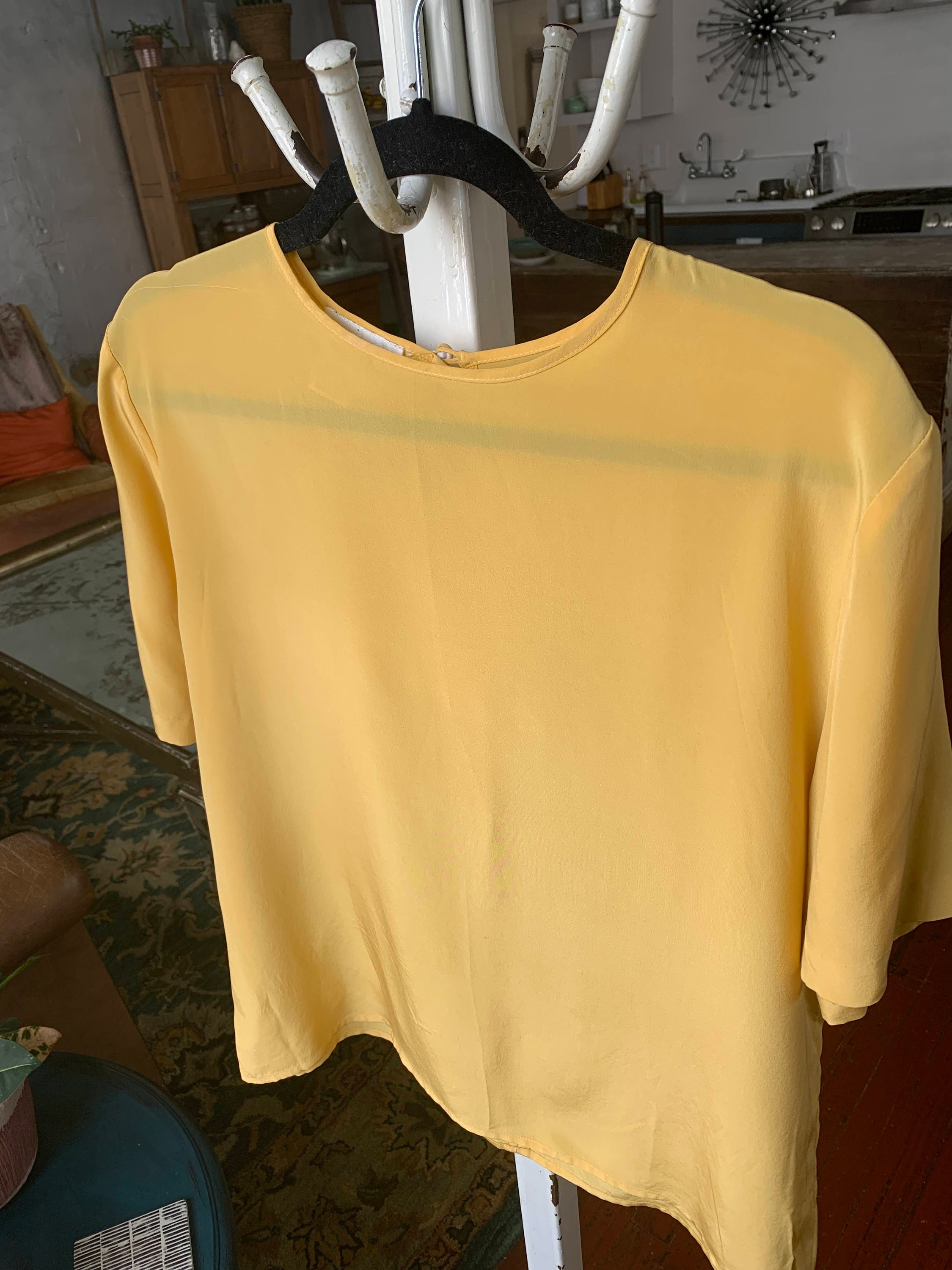 Vintage yellow silk blouse | Etsy