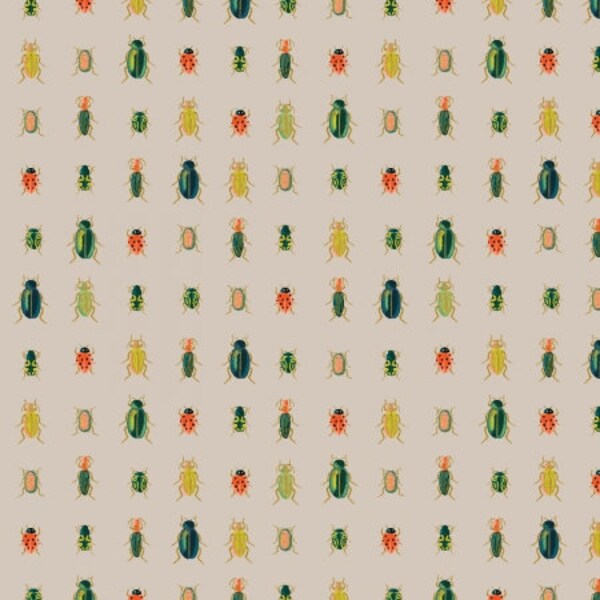 Beetles & Bugs in Khaki Metallic by Rifle Paper Co. from Curio Collection for Cotton and Steel