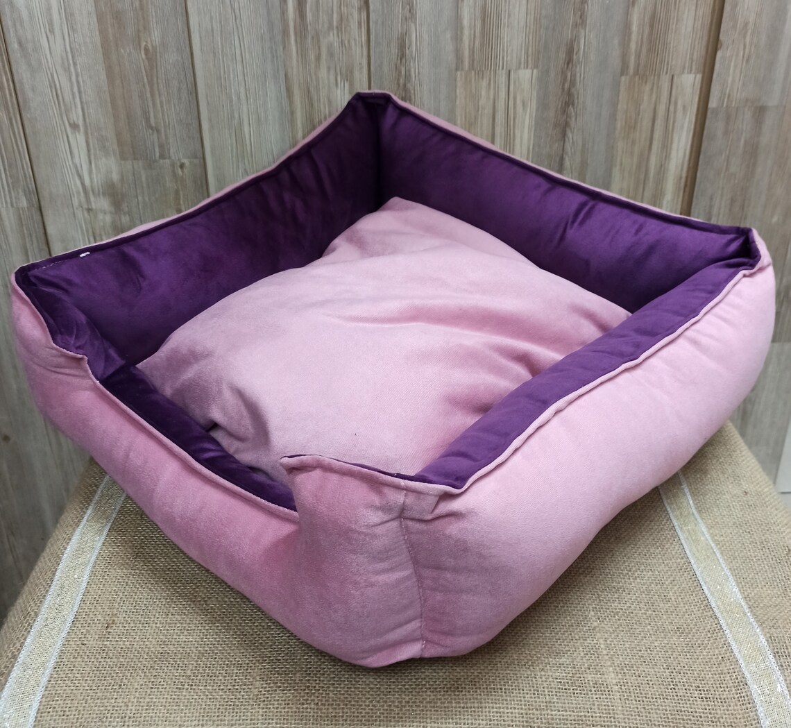 Washable cat bed / Light Pink colorPurple color soft cat Etsy
