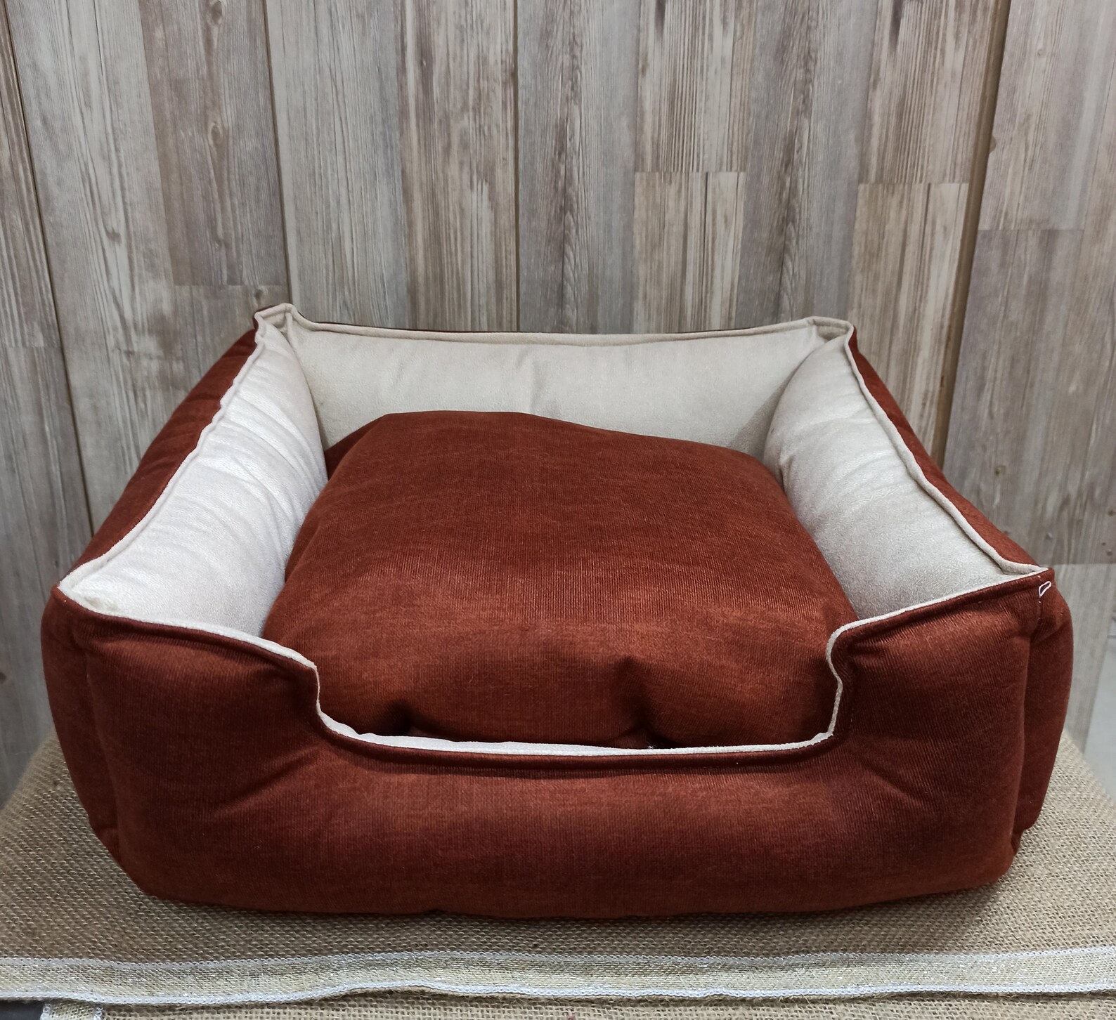 Washable cat bed / BrownCream color soft cat lounger /Modern Etsy