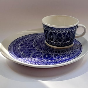 RARE Arabia Finland SUSAN TV-Set Coffee Cup & Saucer Blue from the 1960s Design Kaj Franck and Gunvor Olin-Grönqvist Vintage Ceramics