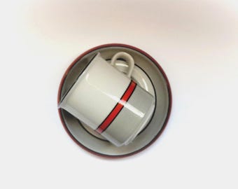 Arabia Finland ASLAK Tall Coffee Cup and Saucer Design Ulla Procopé & Inkeri Seppälä