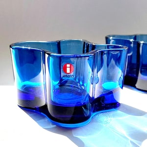 Iittala ALVAR AALTO SAVOY Glass Bowl Color Ultramarine Blue Height 55 mm Made in Finland Price for 1 Bowl