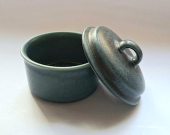 Arabia Finland RARE Blue Green RUSKA Sugar Bowl / Jar With Lid Design Ulla Procopé