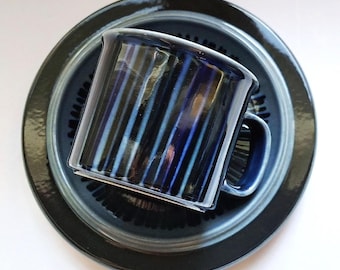 RARE Arabia Finland KOSMOS Blue Mug and Plate Set - Hand-Painted Ulla Procopé Design