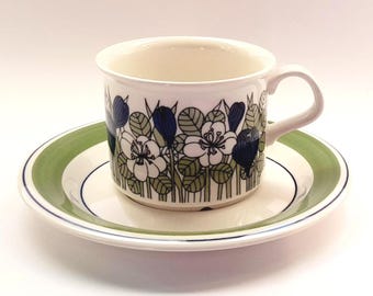 Arabia Finland Krokus Coffee Cup & Saucer Vintage Floral Design by Esteri Tomula