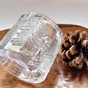 IITTALA Finland Kuusi (Spruce) Large Candleholder Tea Light Votive Design Jorma Vennola Finnish Vintage Glass
