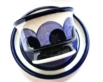 Arabia Finland PAJU BLUE Teacup & Saucer: Hand-Painted Vintage Collectible