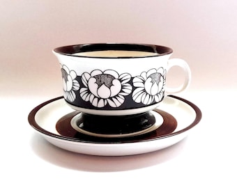 Arabia Finland Katrilli Teacup & Saucer Set Vintage Floral Design by Esteri Tomula