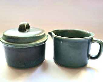 Rare Arabia Finland BLUE GREEN RUSKA Creamer and Lidded Jar: Ulla Procopé Design