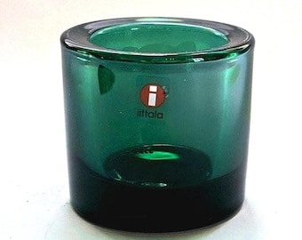 IITTALA KIVI 60mm Candle Holder Votive Color Emerald Produced for MARIMEKKO Design Heikki Orvola