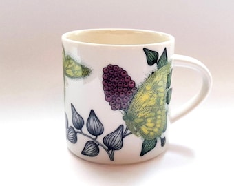 Arabia Finlande RUNO (Poème) Mug papillon Neitoperho Design Birger Kaipiainen & Heini Riitahuhta
