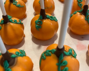 Pumpkin shaped cake pops