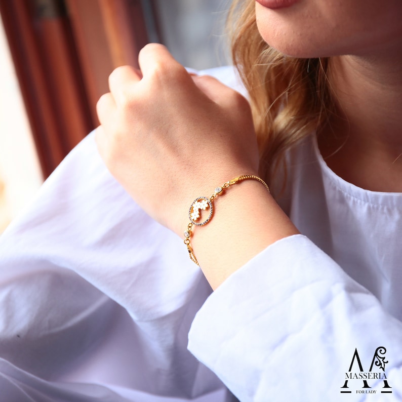 Gifts for Mom Personalized Double Zodiac Stone Silver Bracelet Gift for Her Minimalist Double Zodiac Stone Bracelet Valentine Gift