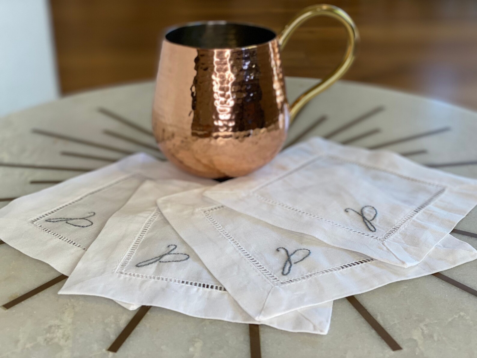 Hand Embroidered Cocktail Napkins Initial Cocktail Napkins Etsy