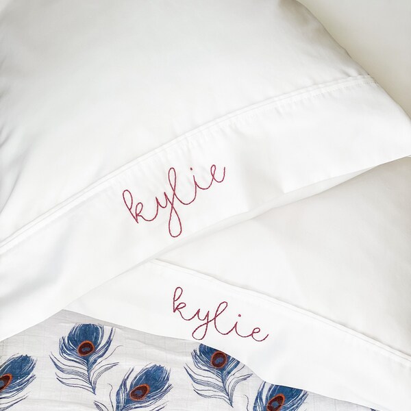 Embroidered Pillowcases Etsy