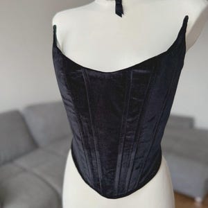 Velvet corset black \corset with corners \Double-sided corset\ Black Corduroy Corset\Gothic corset