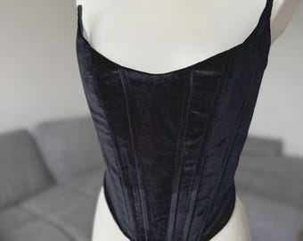 Black Velvet Corset: Angular Double-Sided Gothic Style