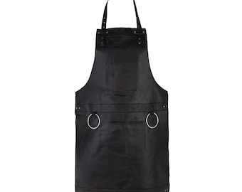 Handmade Full Grain Leather Apron: Adjustable Fit, Chef BBQ Workshop