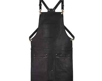 Handmade Black Leather Apron – Full Grain, Split Leg Design