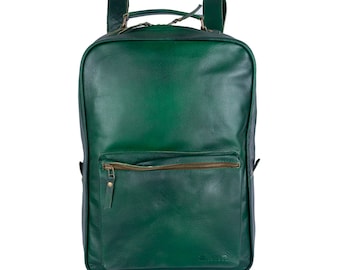 Handmade Full Grain Leather Backpack: College Travel Rucksack