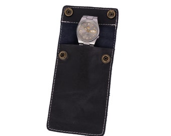 Leather Watch Case: Ideal Single Watch Travel Pouch and Storage Roll—Great Groom&#39;s Gift and Unisex Christmas Gift...