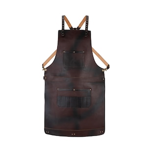 Premium Full Grain Leather Apron - Dark Brown/Black/Green,Pockets & Tool Holder - Unisex Butcher, Chef, BBQ, Barber, woodworking Blacksmith.