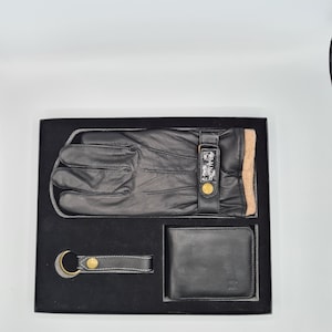 Carteira masculina de couro real artesanal, carteira e chaveiro, caixa de presente para ele, aniversário, dia dos namorados, carteira preta protegida com RFID, 11 espaços para cartões